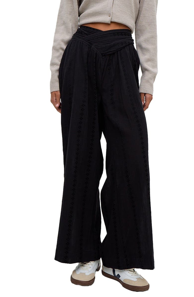 Raffya Farrah Wide Leg Jacquard Trouser, Main, color, Black