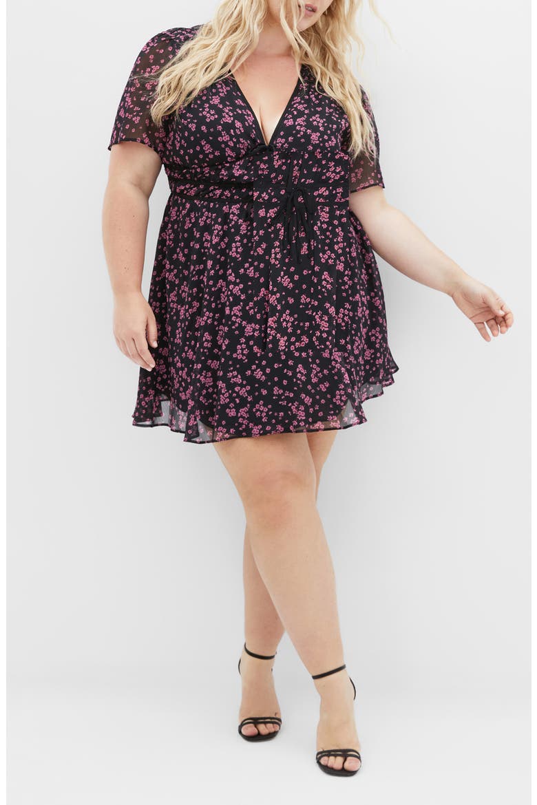 Carrie Print Minidress, Main, color, CHERRY DITSY