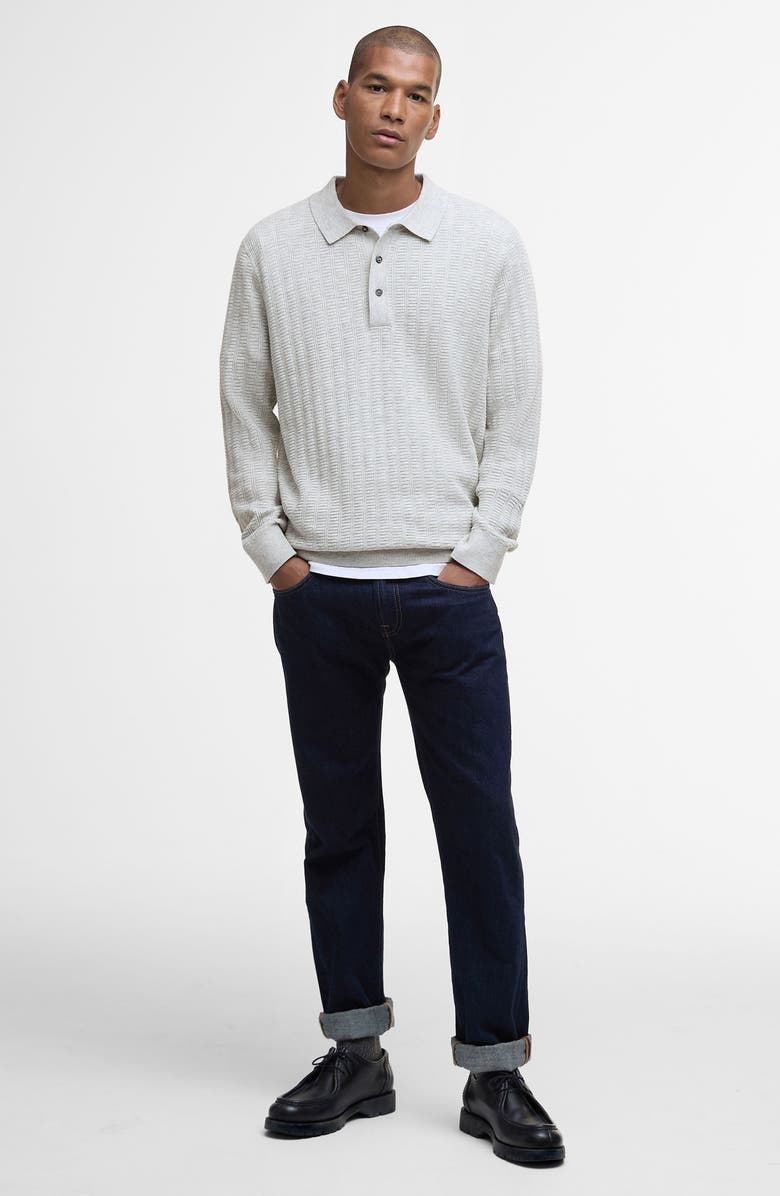 Barbour Smeaton Wool Blend Long Sleeve Polo, Alternate, color, Grey Marl