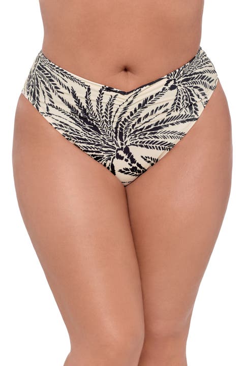 Smoothing and Sculpting Cinch Front High Cut Bikini Swimsuit Bottoms