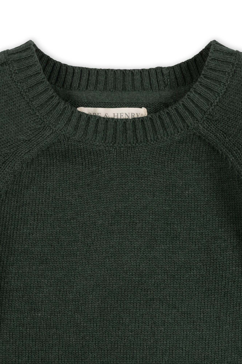Kids' Organic Raglan Crew Neck Sweater, Alternate, color, Forest Green Heather