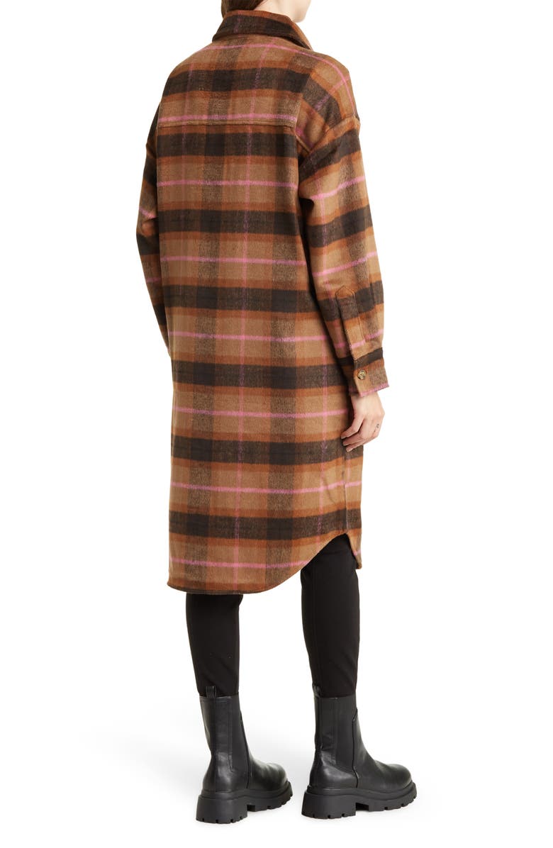 Steve Madden Plaid Duster Shirt Jacket, Alternate, color, 