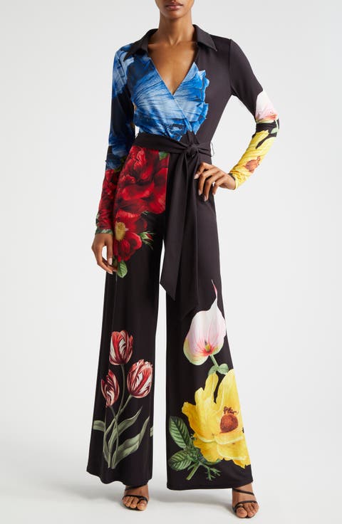 Melina Faux Wrap Wide Leg Jumpsuit