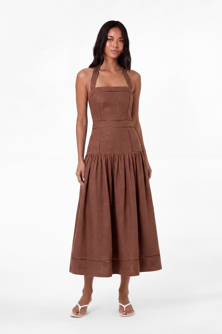 Vivianne Linen Dress, Alternate, color, MOCHA