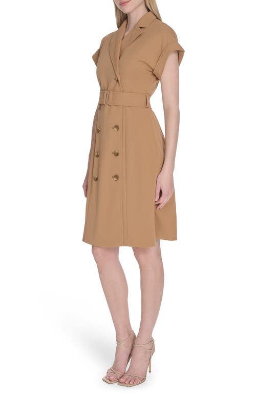 Calvin Klein Double Breasted Sheath Dress In Brown