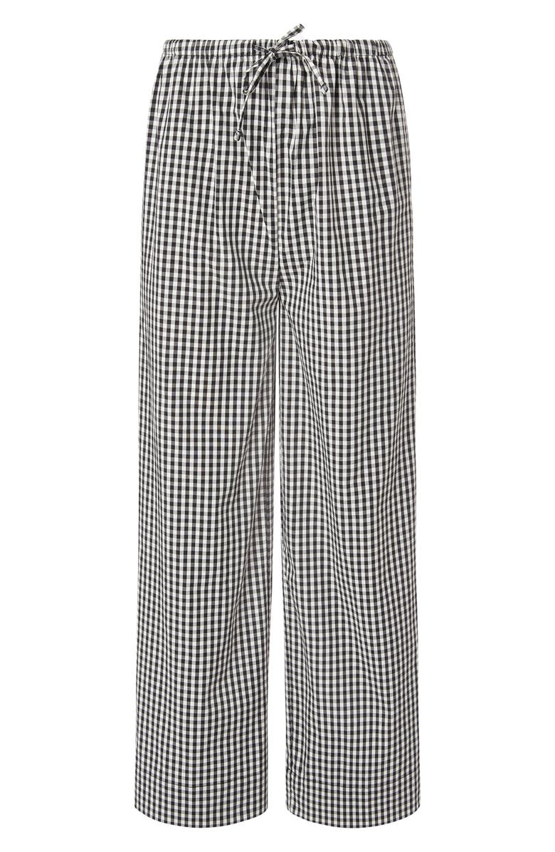 WeWoreWhat Check Tie Waist Wide Leg Pants, Alternate, color, Black Multi