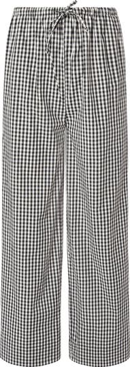 Check Tie Waist Wide Leg Pants