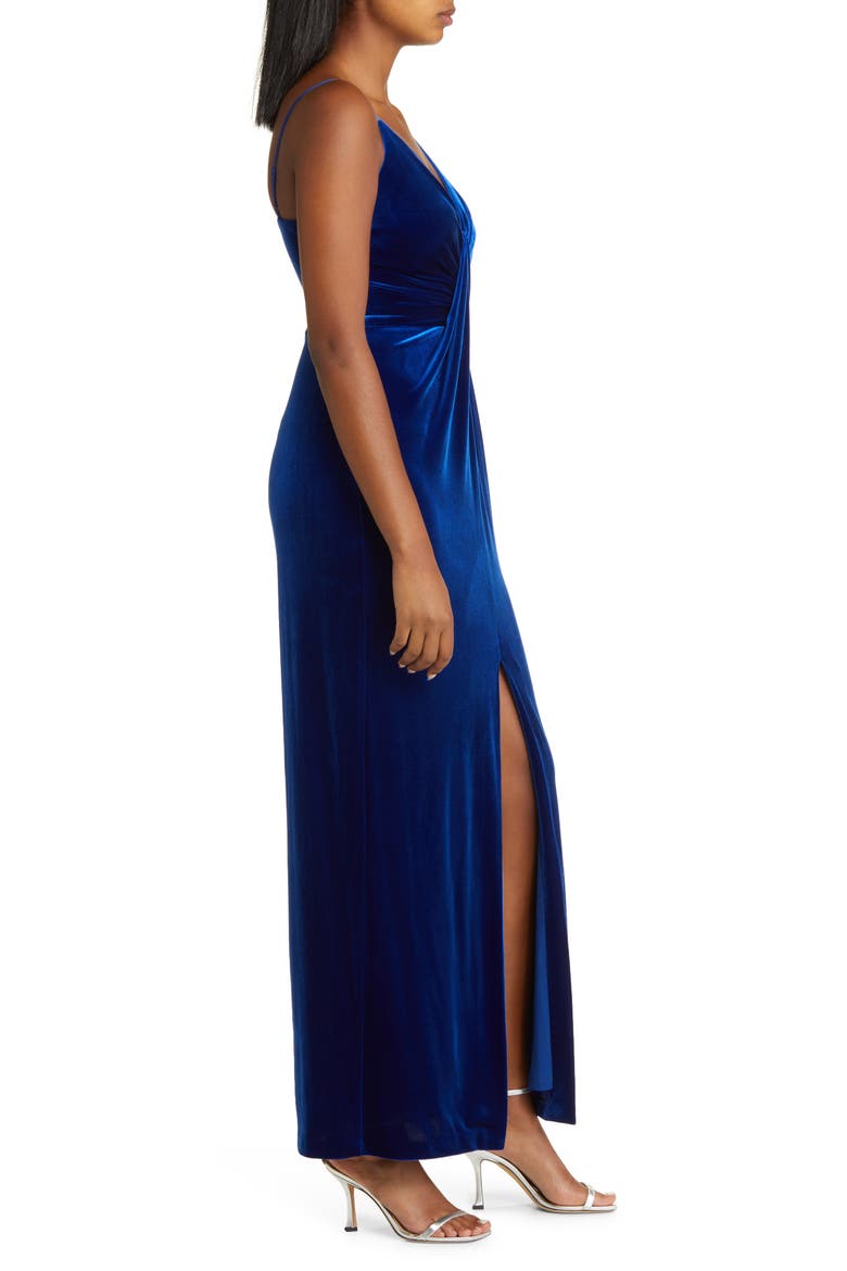 Draped Velvet Gown, Alternate, color, SAPPHIRE