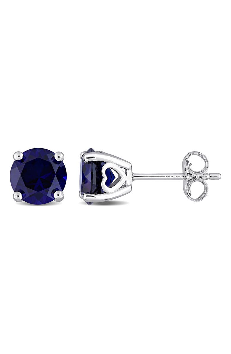 DELMAR Sterling Silver Created Blue Sapphire Stud Earrings, Main, color,