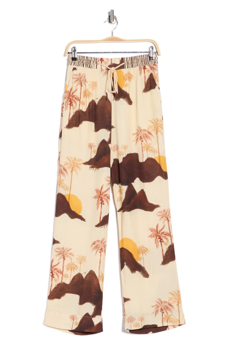DRESS TO Drawstring Waist Wide Leg Pants, Main, color, Sand Corcovado Mix