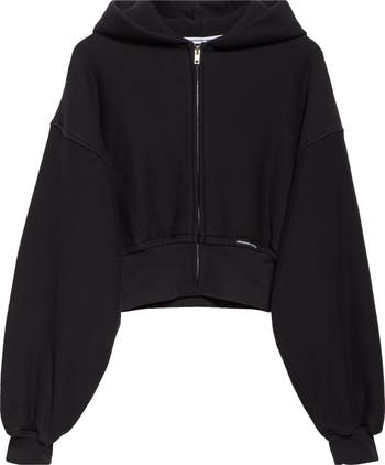 Alexander Wang Crop Front Zip Cotton Hoodie | Nordstrom