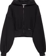 Alexander Wang Crop Front Zip Cotton Hoodie