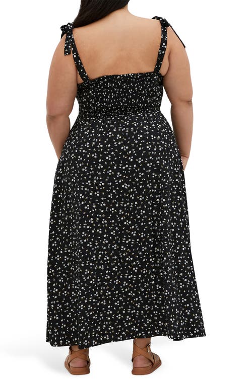 City Chic Penny Floral Maxi Sundress In Black