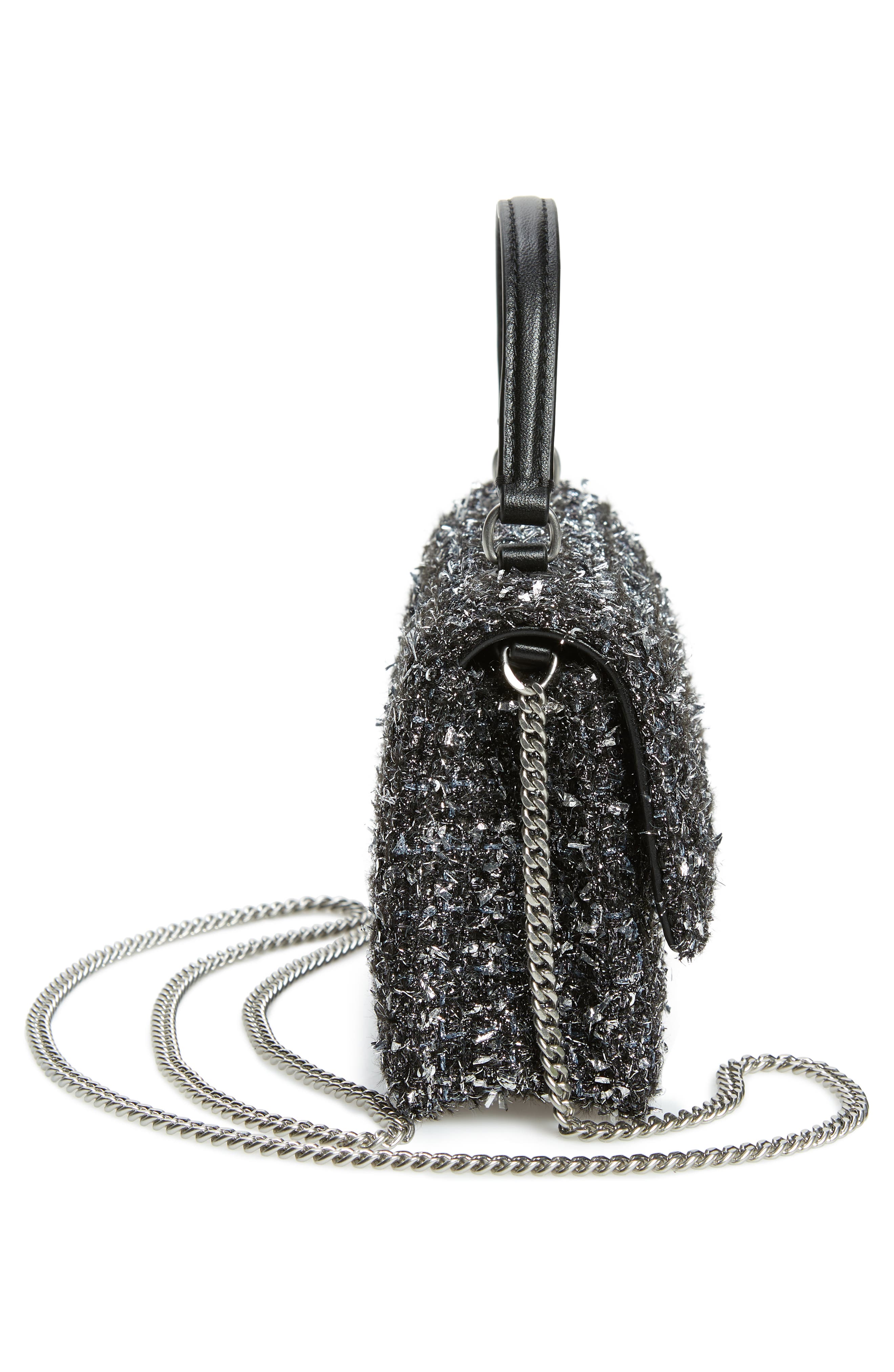 Tory Burch Mini Kira Chevron Tweed Tote, Alternate, color, 