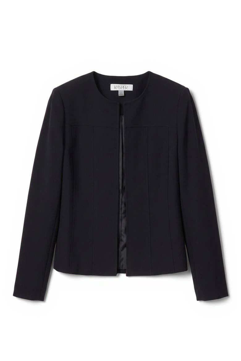 Jewel Neck Seamed Cardigan Jacket, Alternate, color, BLACK