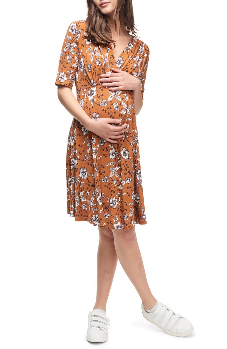 Maternal America Empire Waist Stretch Maternity Dress, Main, color,