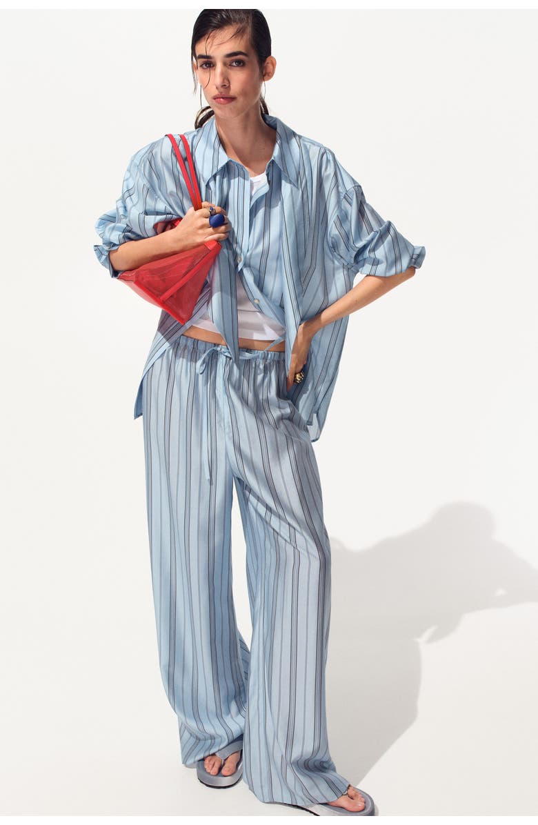 H&M Oversized Shirt, Alternate, color, Light Blue/Striped