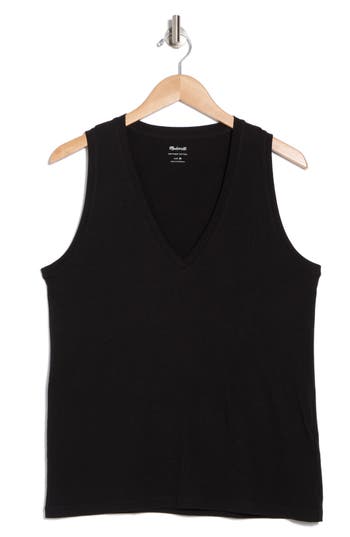 Shop Madewell Softfade V-neck Tank In Jet Black