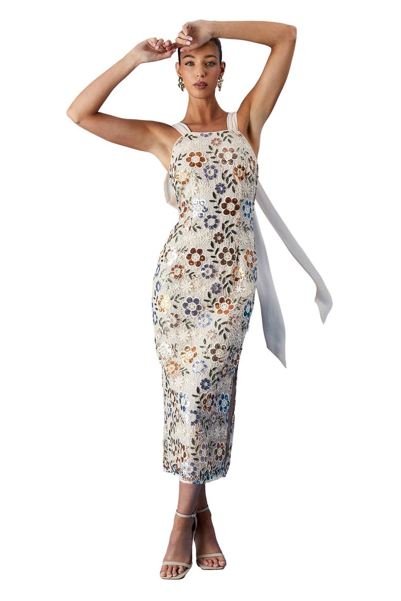 Muse Embellished Midi Dress, Main, color, Nude