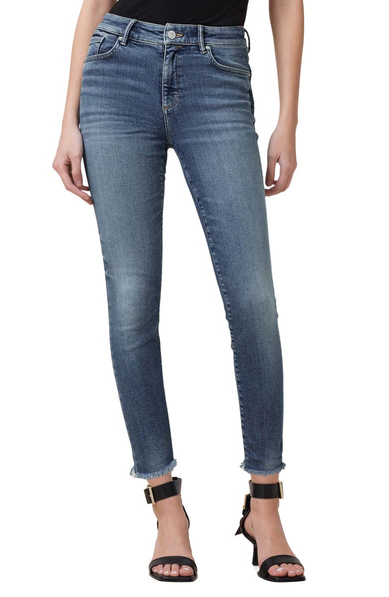 AllSaints Miller Pushup Raw Hem Skinny Jeans, Main, color, Deep Royal Blue