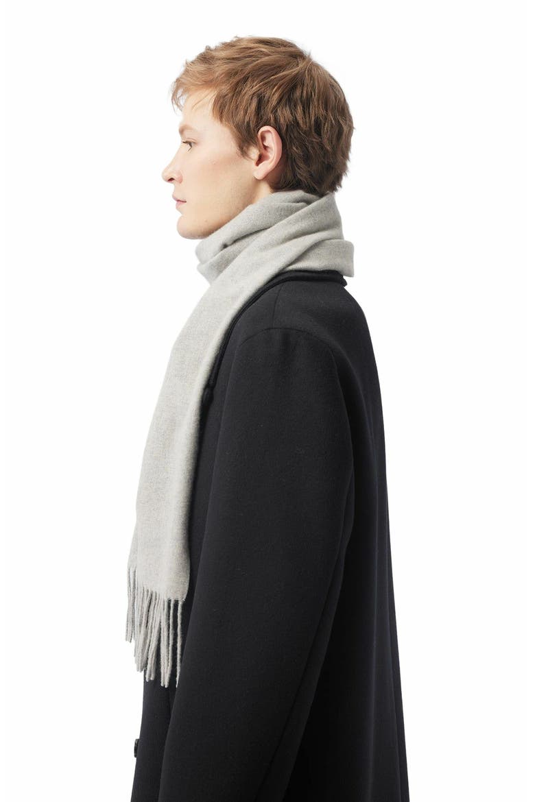 Cashmere Fringed Scarf, Alternate, color, dawn blue