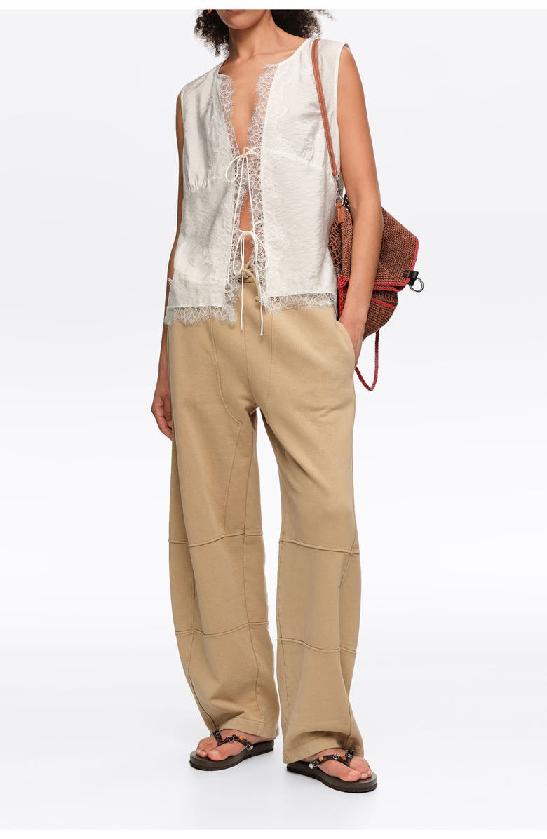 Bimba y Lola Short-Sleeve Shirt With Lace And Ties, Alternate, color, White