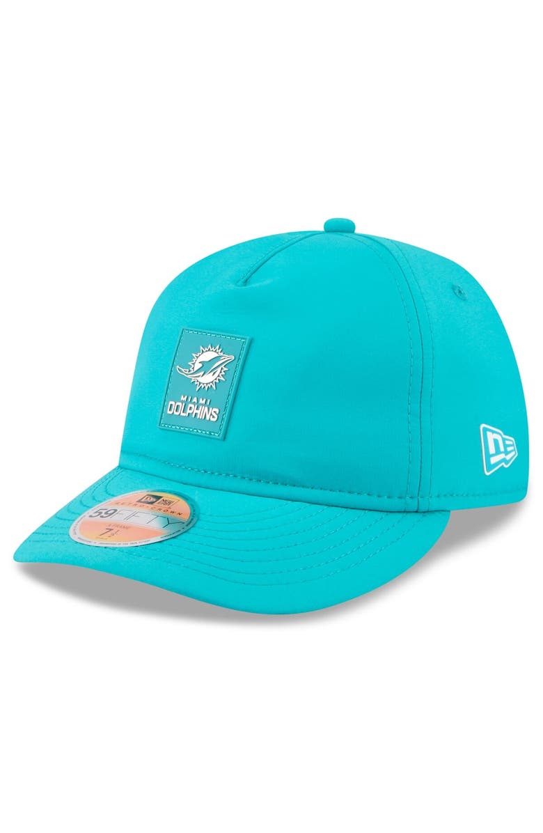 New Era Men's New Era Aqua Miami Dolphins 2025 Sideline Retro Crown 59FIFTY Fitted Hat, Alternate, color, Aqua