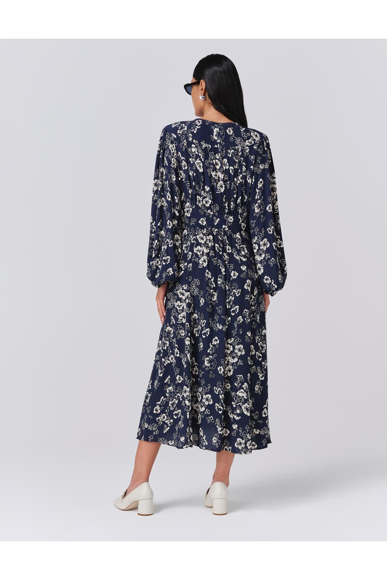 Wren Floral V Neck Midi Dress, Alternate, color, Navy Floral
