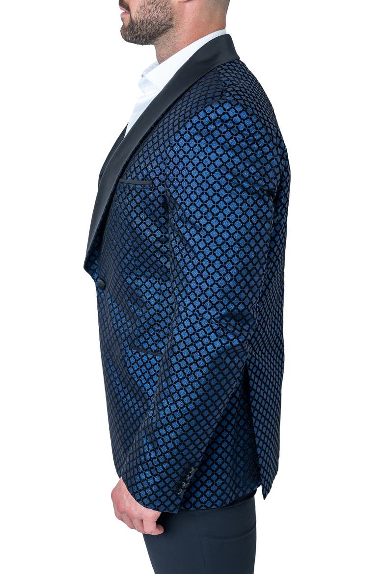 Sparkle Blue Shawl Collar Dinner Jacket, Alternate, color, BLUE