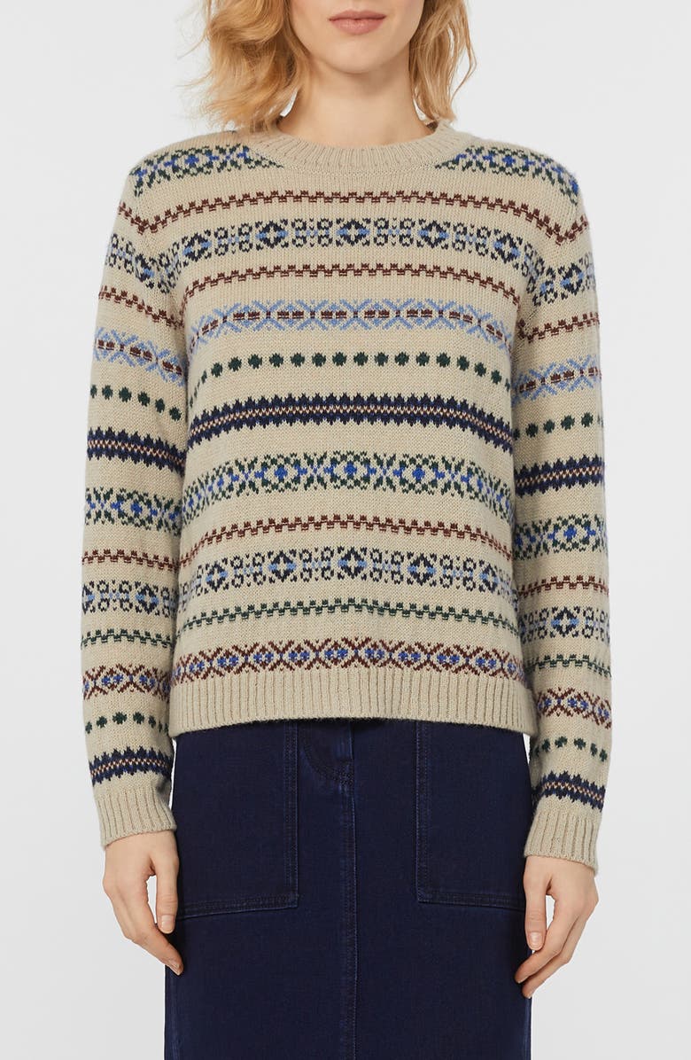 Weekend Max Mara Quirite Jacquard Crewneck Sweater, Main, color, Ecru