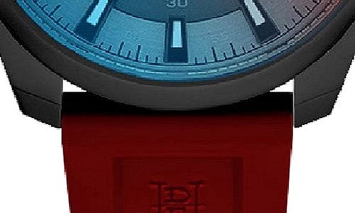 Ed Hardy Ombré Quartz Chronograph Silicone Strap Watch, 44mm In Red