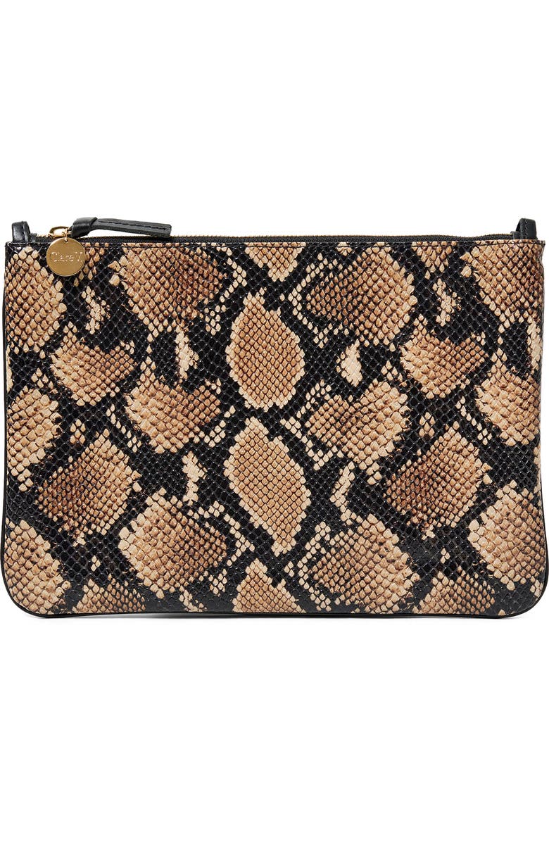 Clare V. Checkerboard Knit Flat Clutch, Main, color, Tan