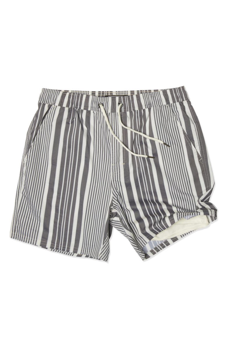 Ezekiel Dubb Stripe Swim Shorts, Alternate, color, Black