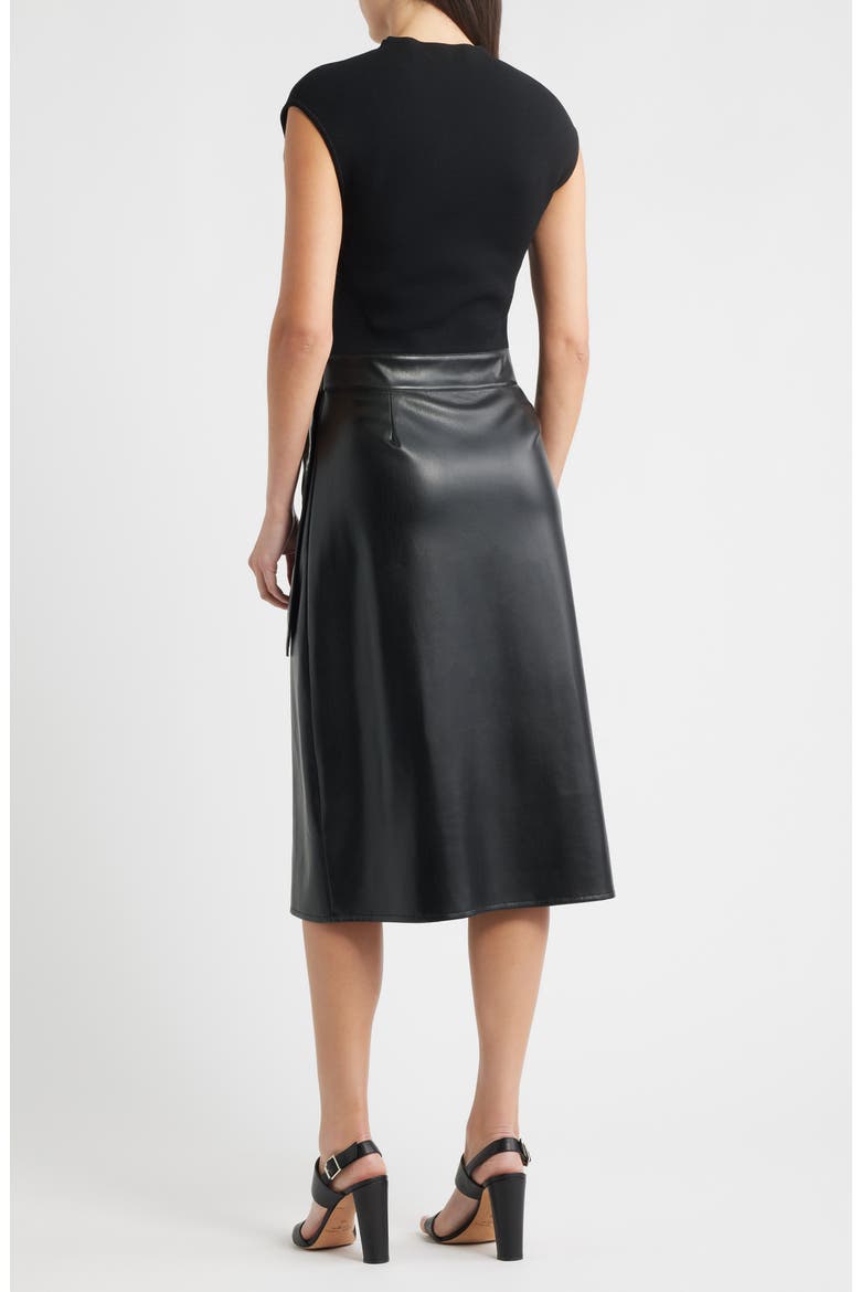 Flederi Mixed Media Midi Dress, Alternate, color, BLACK