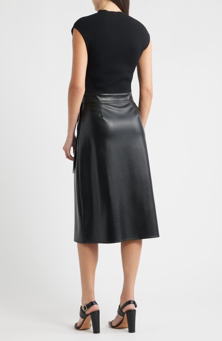 BOSS Flederi Mixed Media Midi Dress, Alternate, color, Black