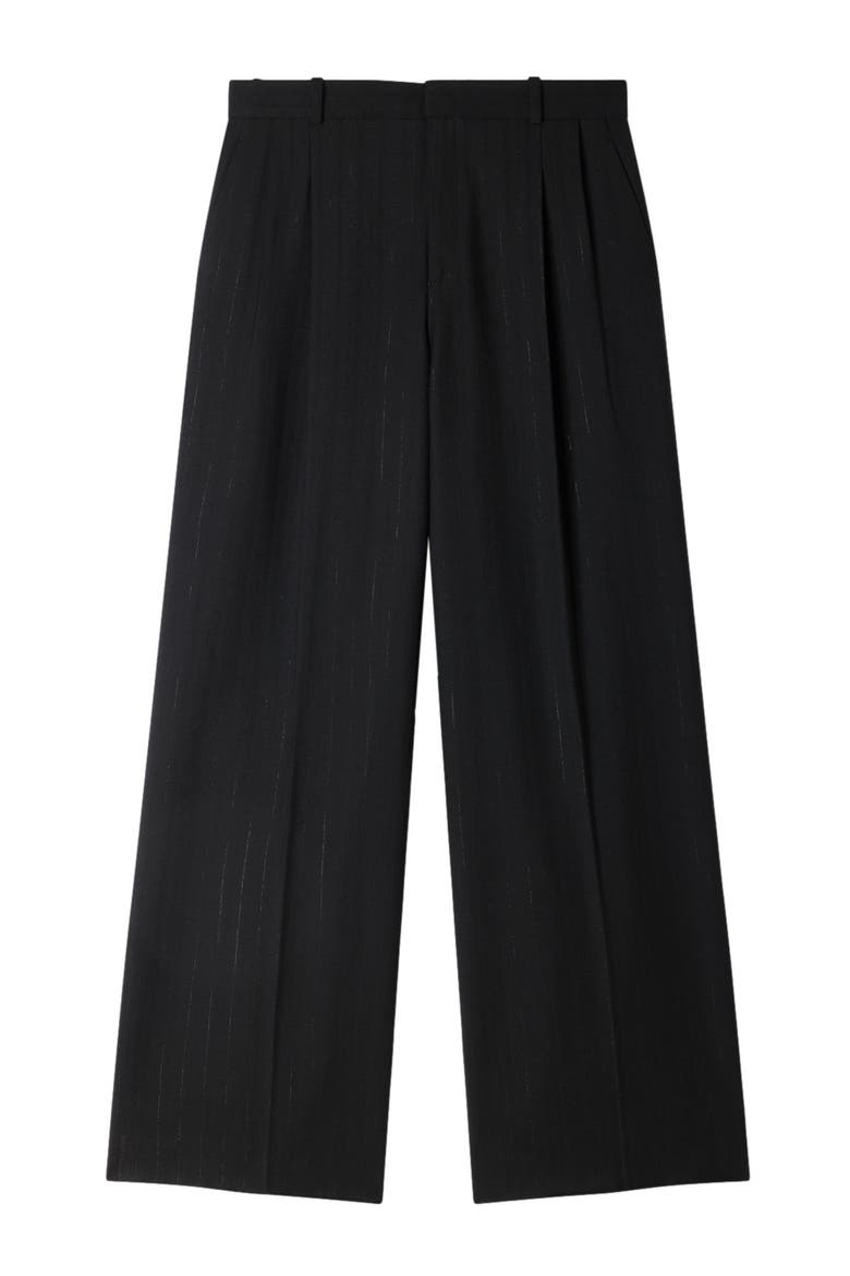 Striped wide-leg trousers, Alternate, color, Black