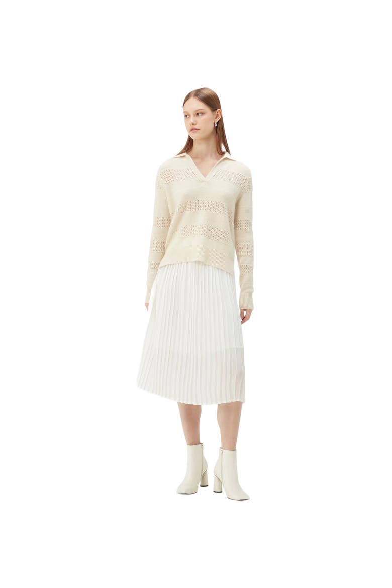 Mixed Pattern Cashmere Polo, Alternate, color, off white