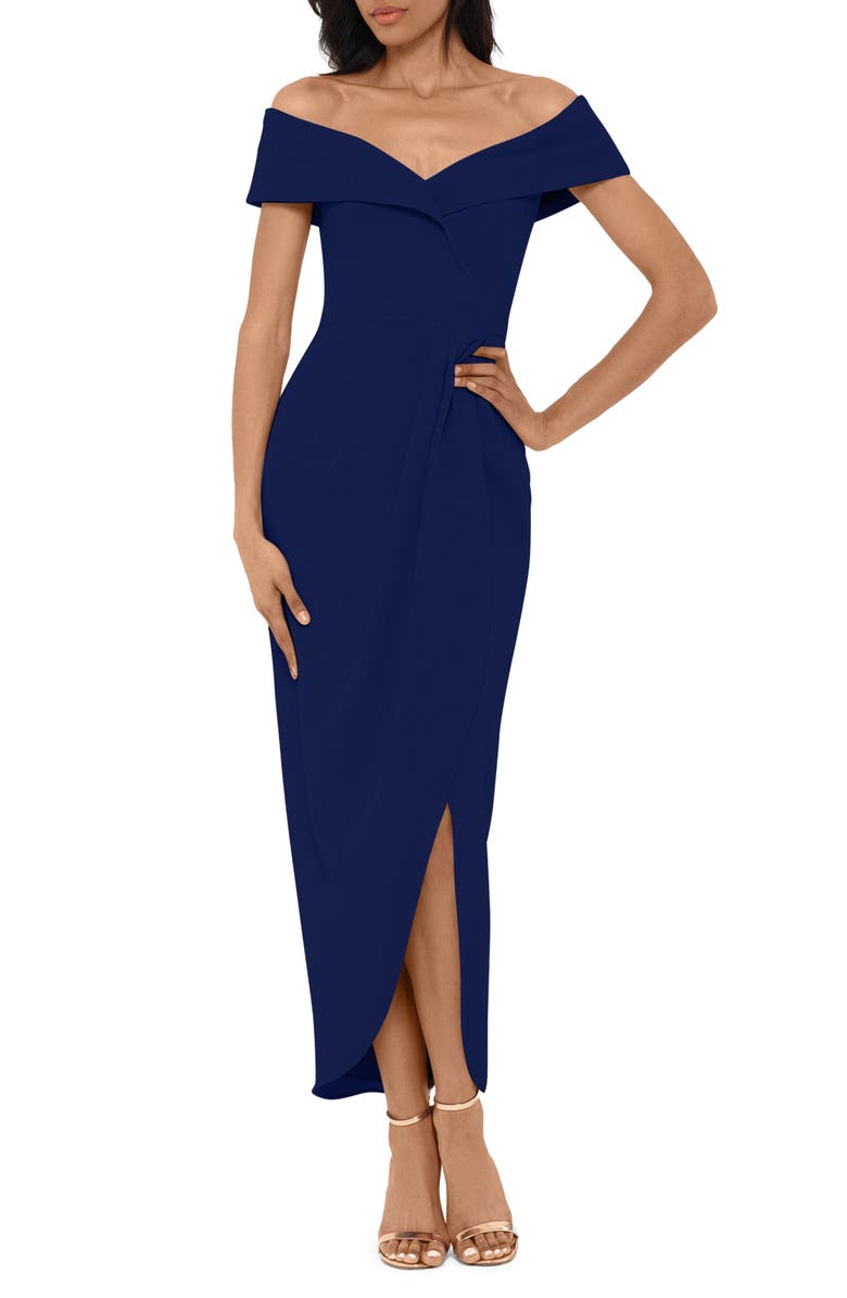 Xscape Evenings Xscape Off the Shoulder Tulip Gown, Main, color,