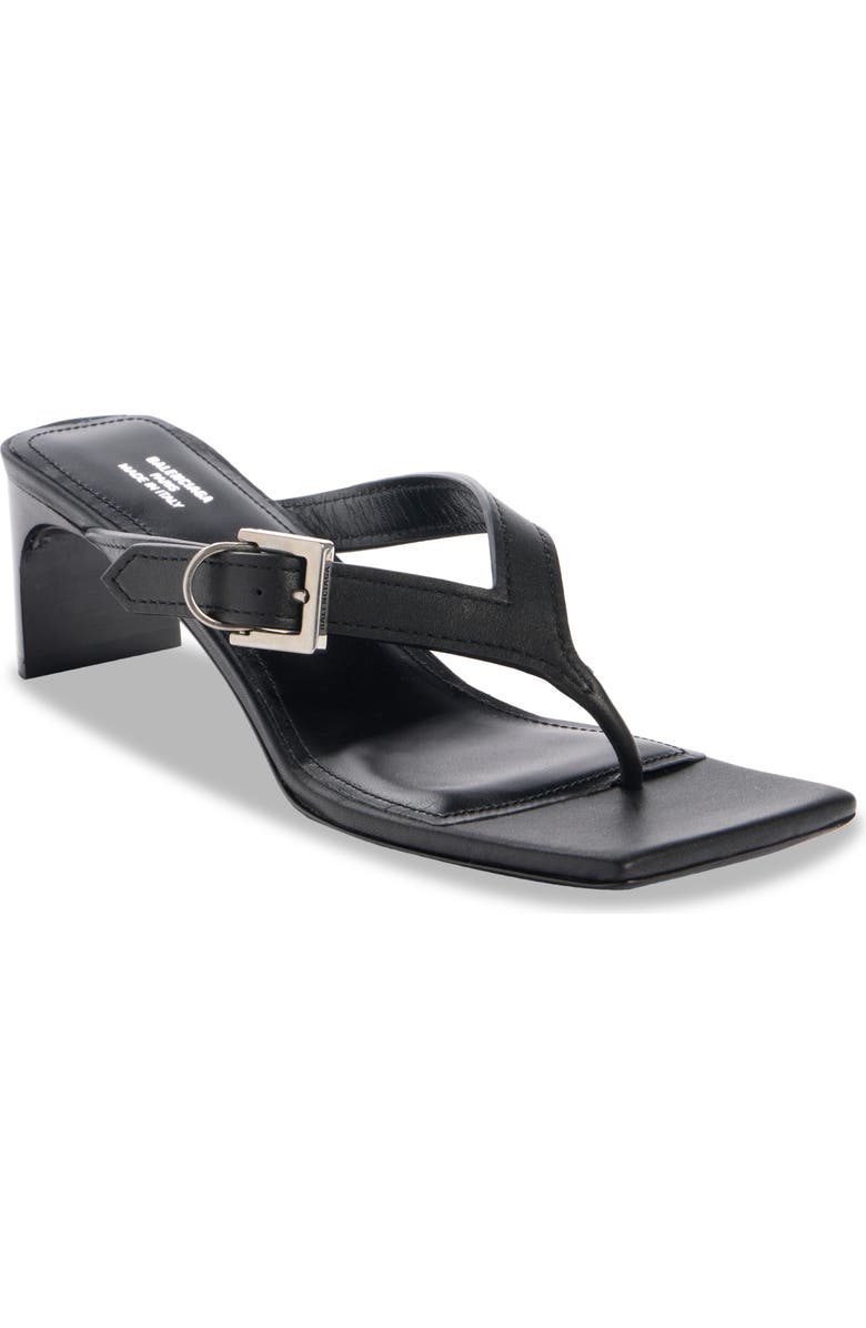 Balenciaga Bel Air Square Toe Sandal, Main, color, Black/ Aged Silver