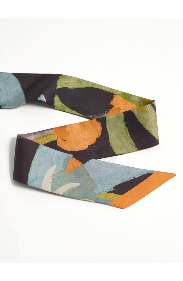 Lost Pattern "Ethereal Mirage" Silk Twill Skinny Scarf, Alternate, color, Dark Brown