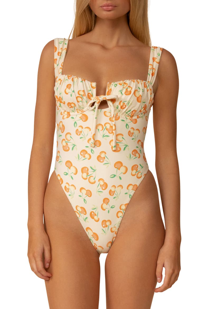 Cherry Sherbet Petal Underwire One-Piece Swimsuit, Main, color, CHERRY SHERBET