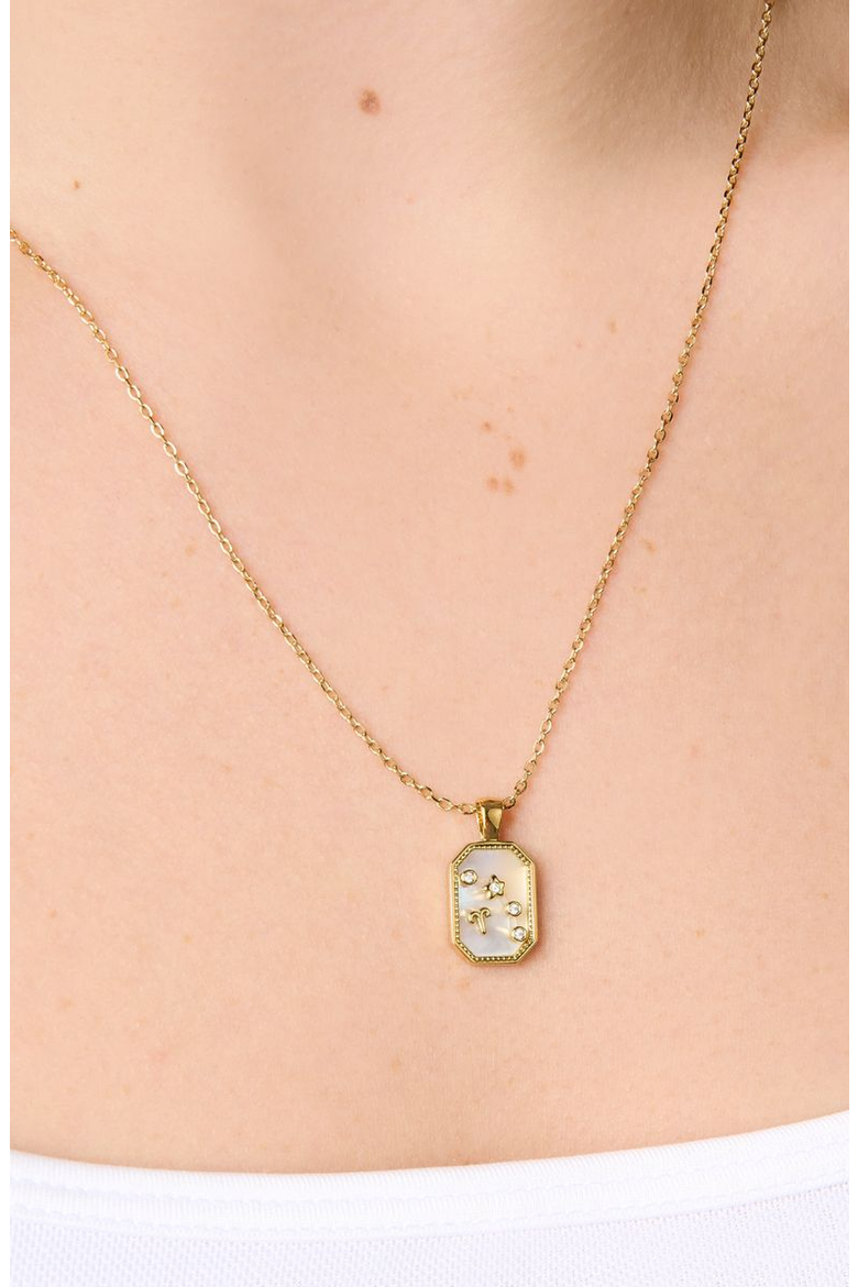 Birthstone Zodiac Charm Necklace, Alternate, color, Aries/April