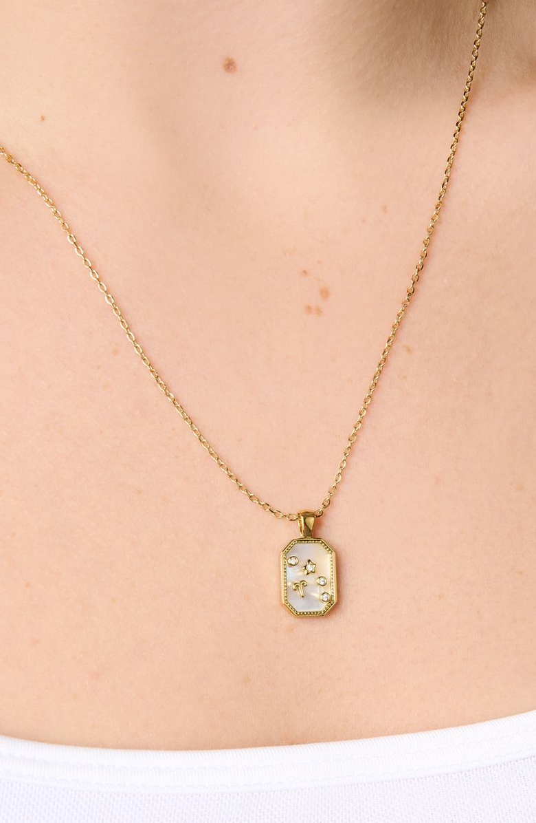 Little Sky Stone Birthstone Zodiac Charm Necklace, Alternate, color, Aries/April