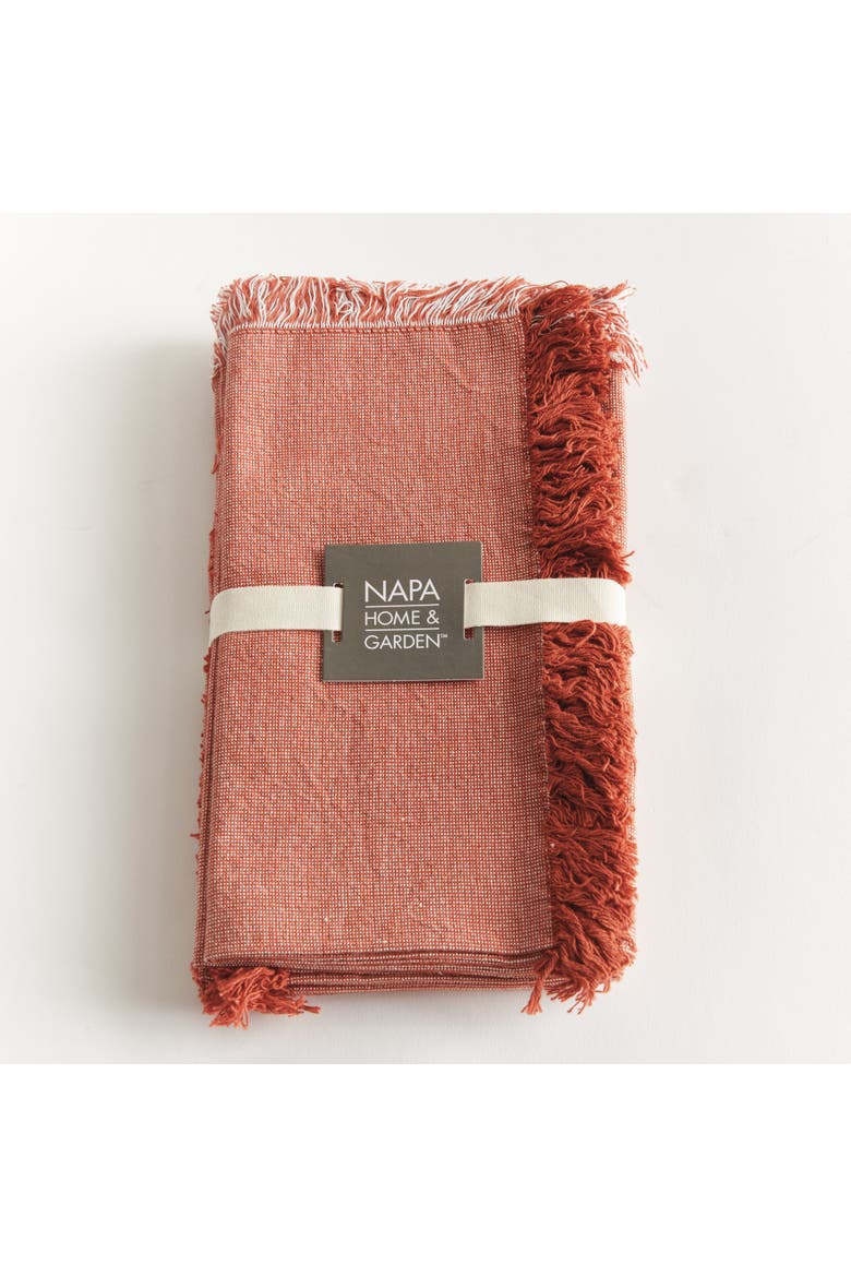 Aura Dinner Napkins - Rust - Pre-Washed Cotton - 4pc, Alternate, color, Red