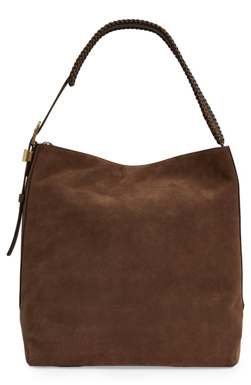 Reiss Shiba Suede Hobo Bag In Brown