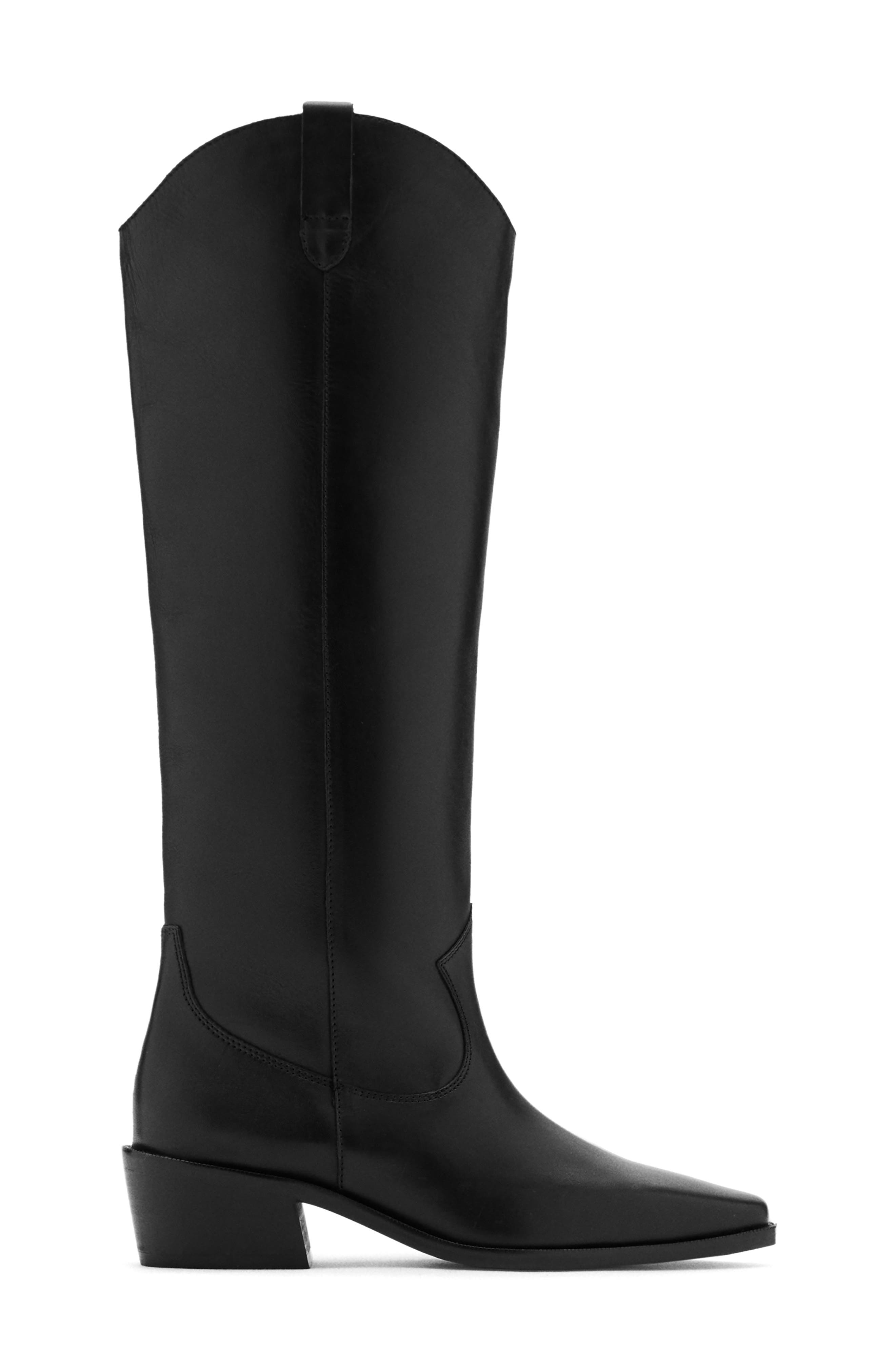 MANGO TEEN Tall Leather Boot, Main, color, Black