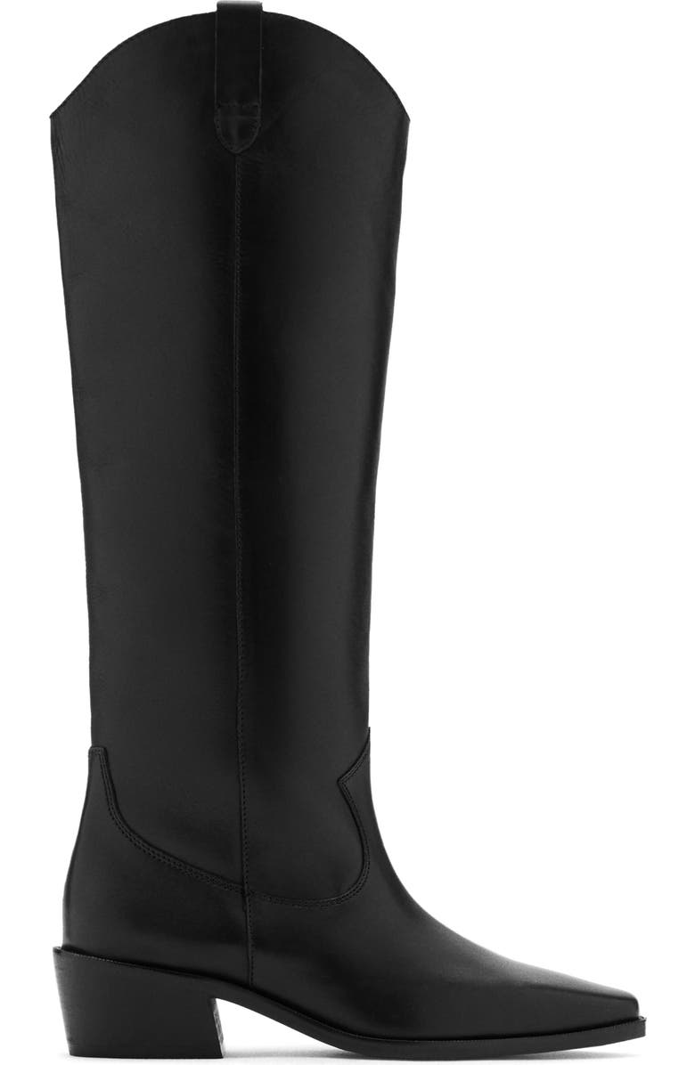 MANGO TEEN Tall Leather Boot, Main, color, Black