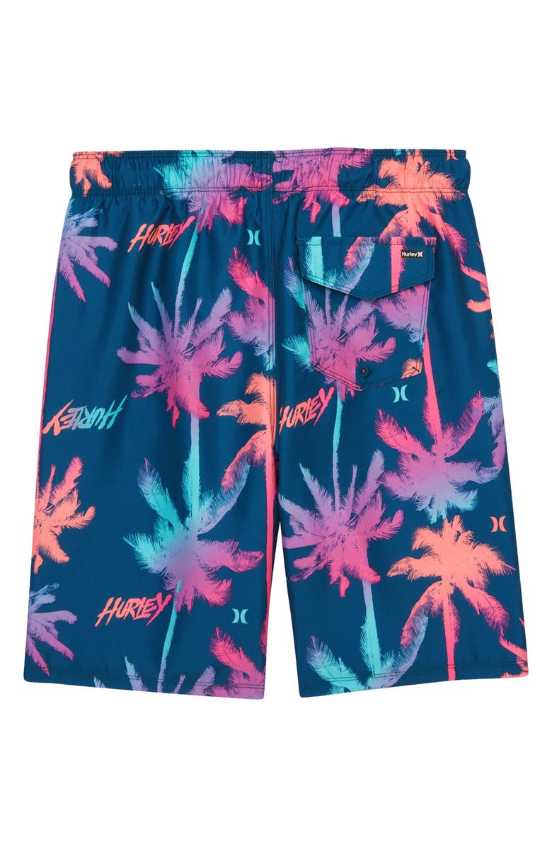 Hurley Kids' Palms Print Pull-On Swim Trunks, Alternate, color, 