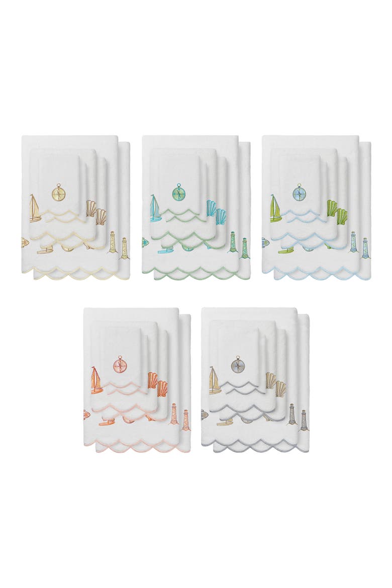 Sea Joy Scallop 6-Piece Embellished Towel Set, Alternate, color, WHITE/ PINK