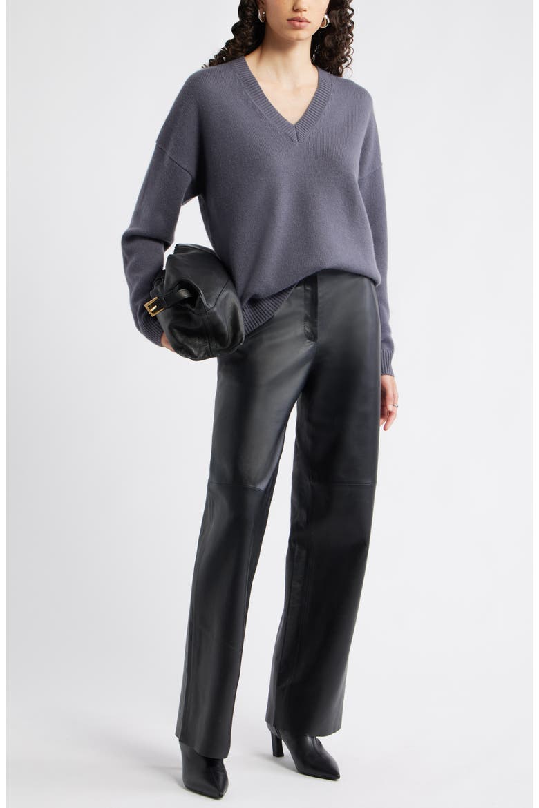 V-Neck Wool & Cashmere Sweater, Alternate, color, GREY AGATE